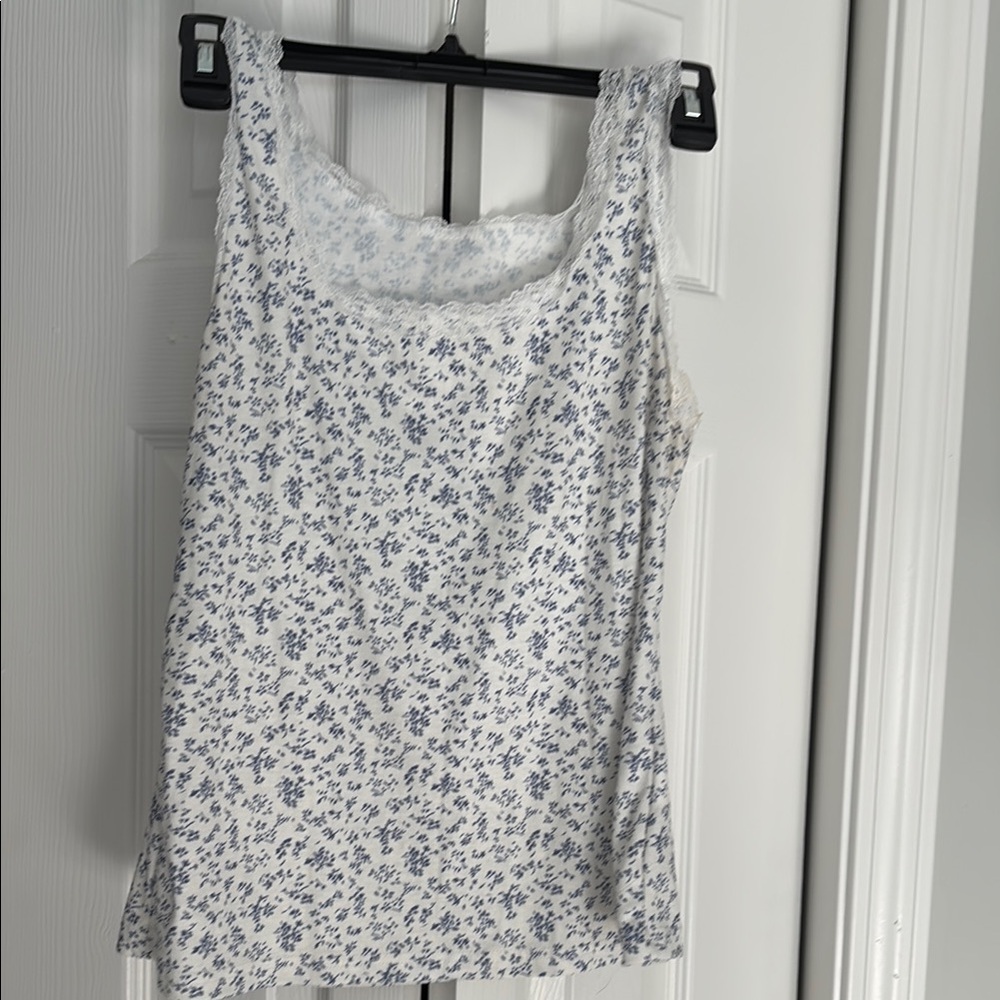 SHEIN White and Gray Fitted Sleeveless Tank Top